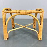 Mid Century Rattan Stool, Czechoslovakia