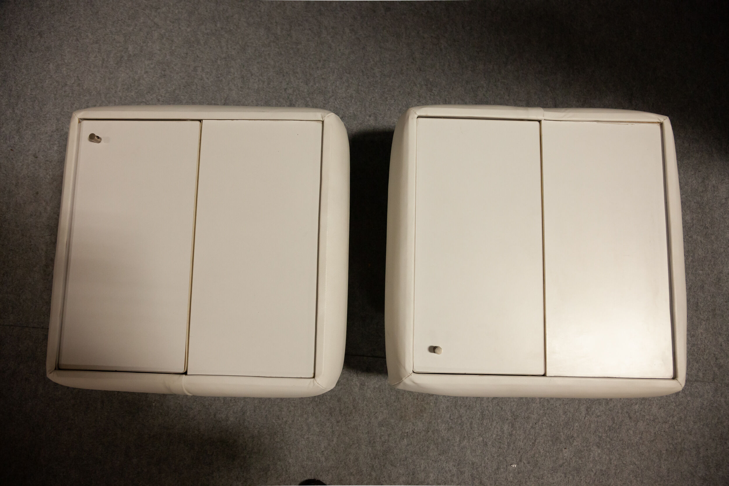 Pair of 70s white leather bedsides