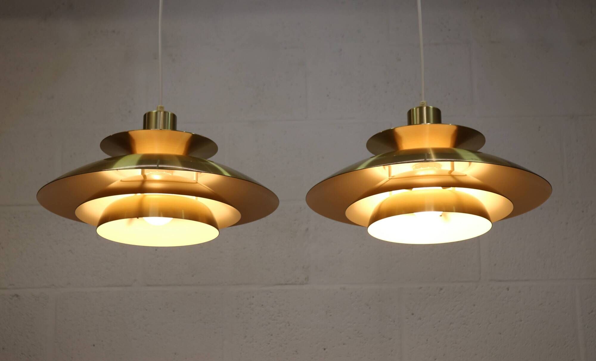 Rare golden pair of Danish design lamps  - great condition.