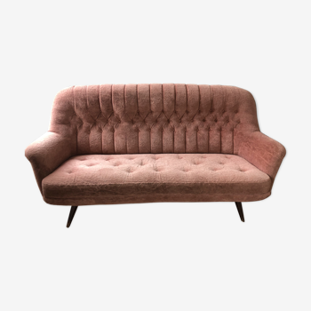 Powder pink velvet sofa