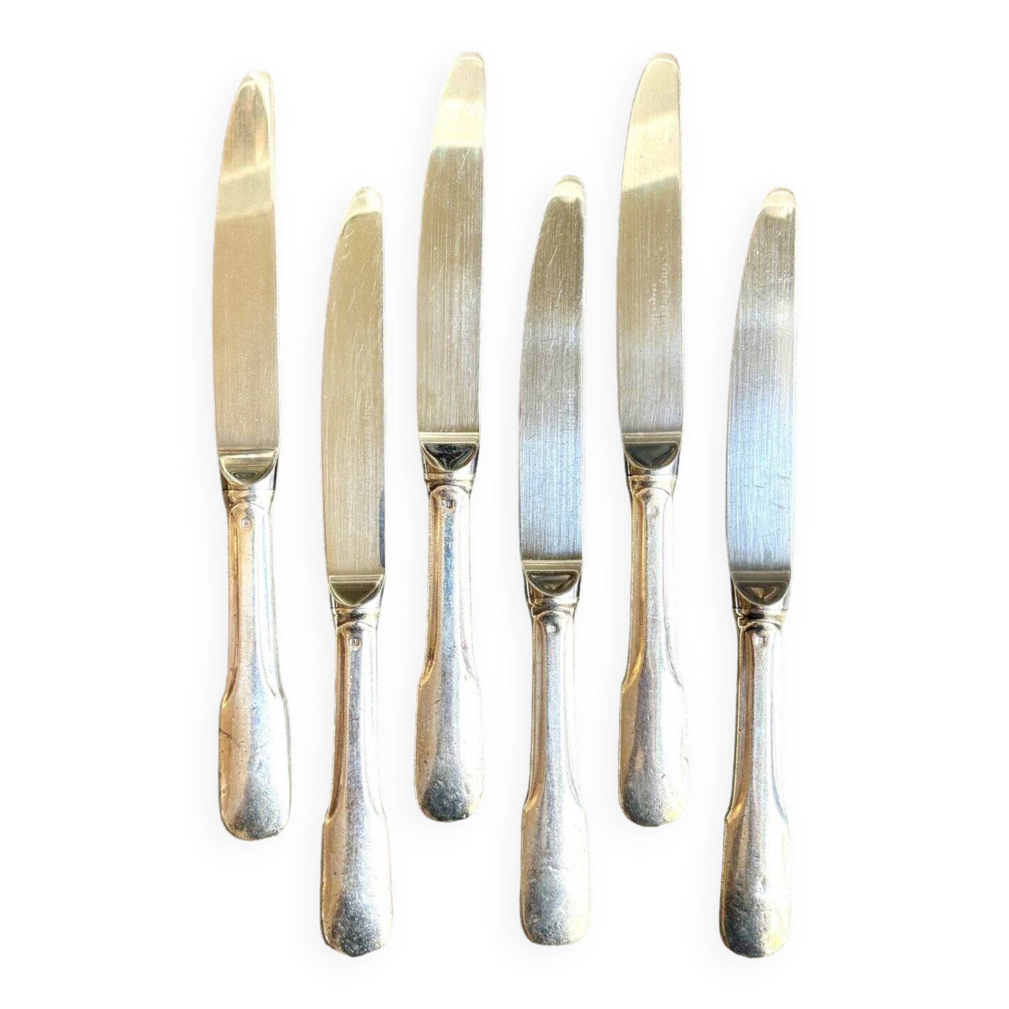 6 Guy Degrenne dessert knives in silver metal