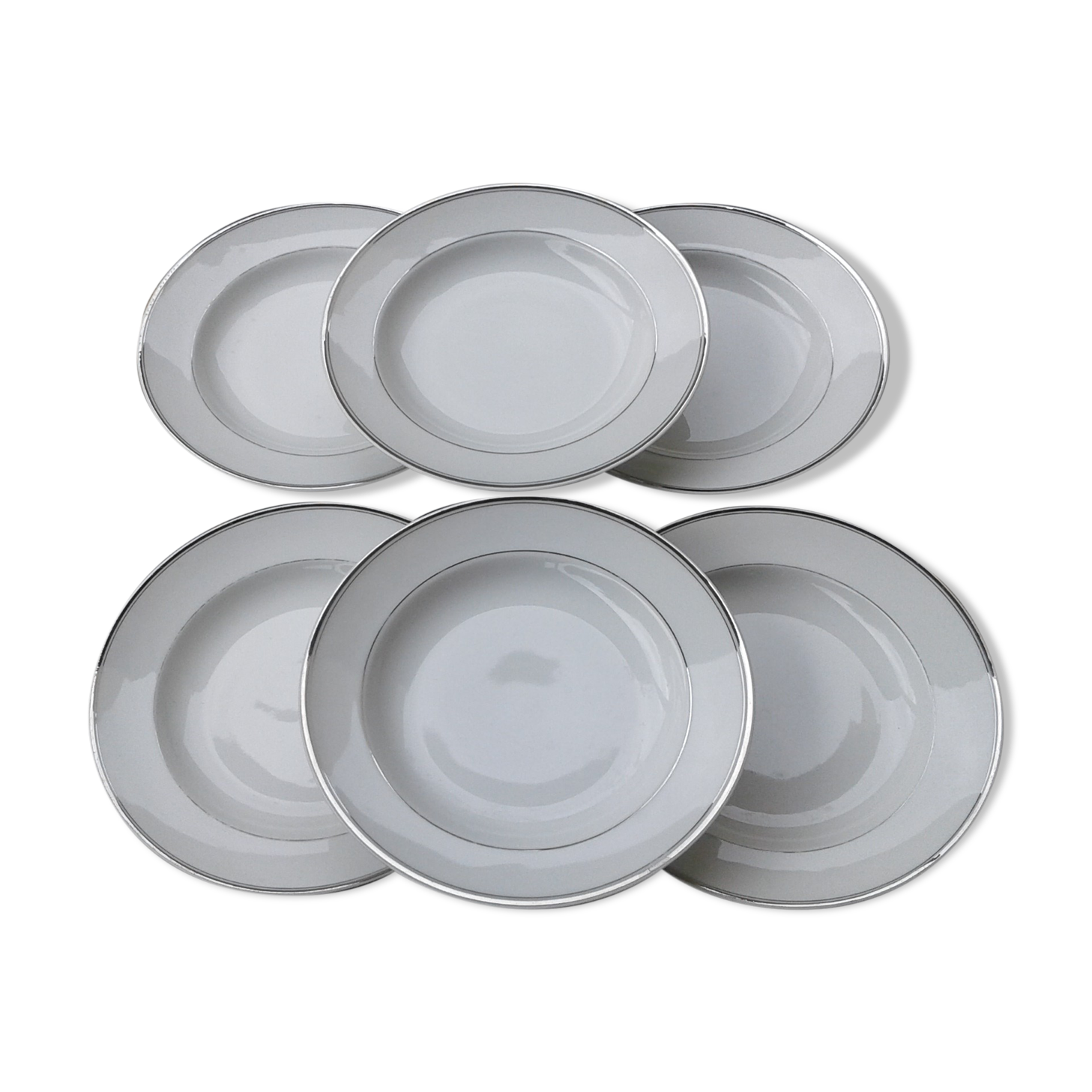 6 Hollow plates, porcelain Limoges, Charles Ahrenfeldt.