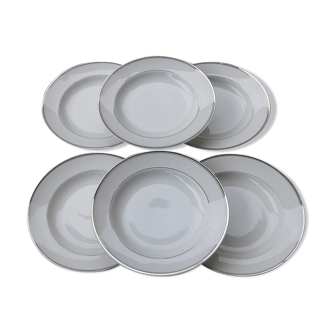 6 Hollow plates, porcelain Limoges, Charles Ahrenfeldt.