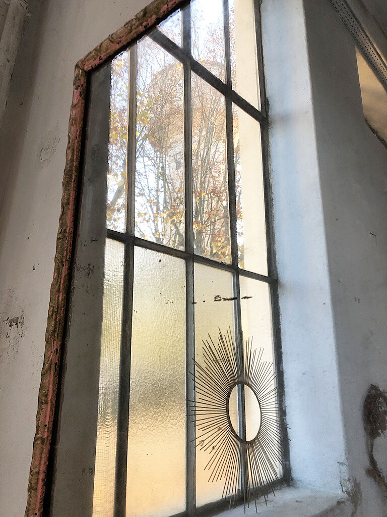 Pink patinated mirror 19th 54x70cm