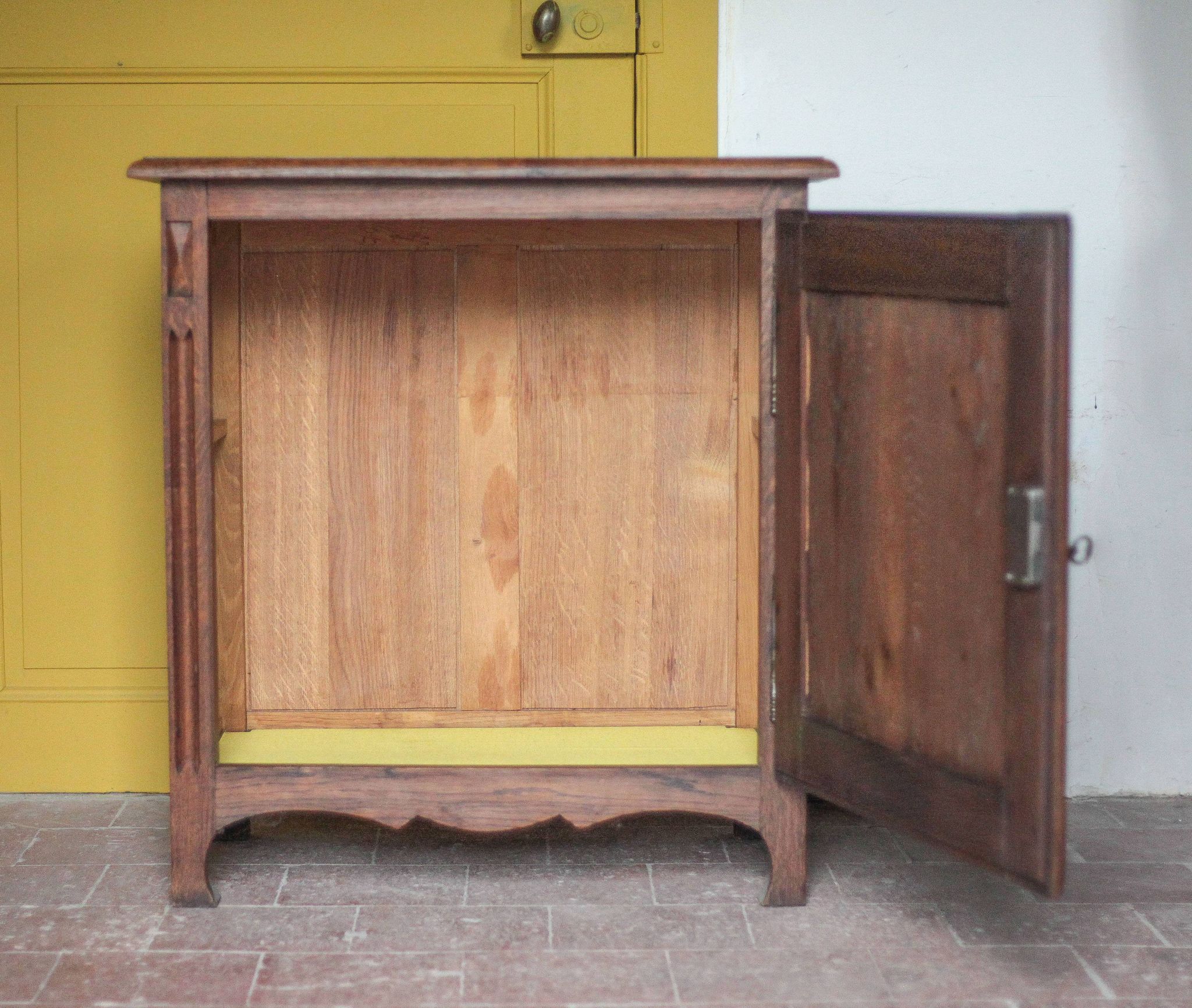 Wooden furniture with 1 door, jam cupboard, storage furniture, interior decor.
