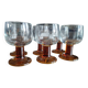 Lot de 6 verres ballon vintages pied épais ambré