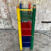 Vintage Coloured Wood Shelf Pencil Design PIERRE SALA Antique Furniture #D