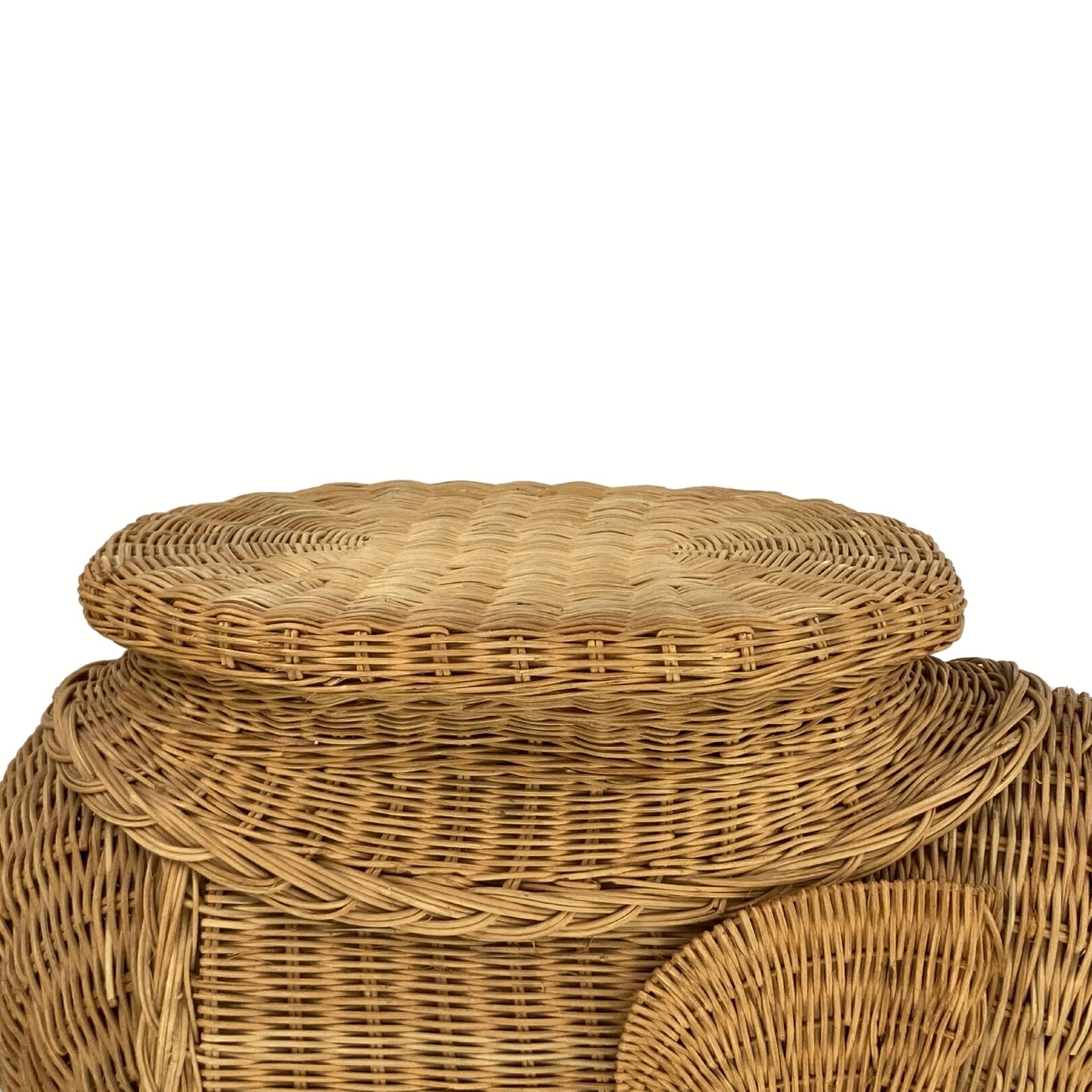 Rattan bamboo wicker elephant pedestal or side table, 1970s