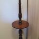 50s oak lamp lamp with hand-painted silk tablet and lampshade