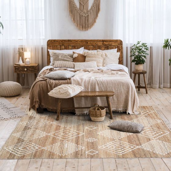 Berber-style rug in natural jute 120 x 170 cm