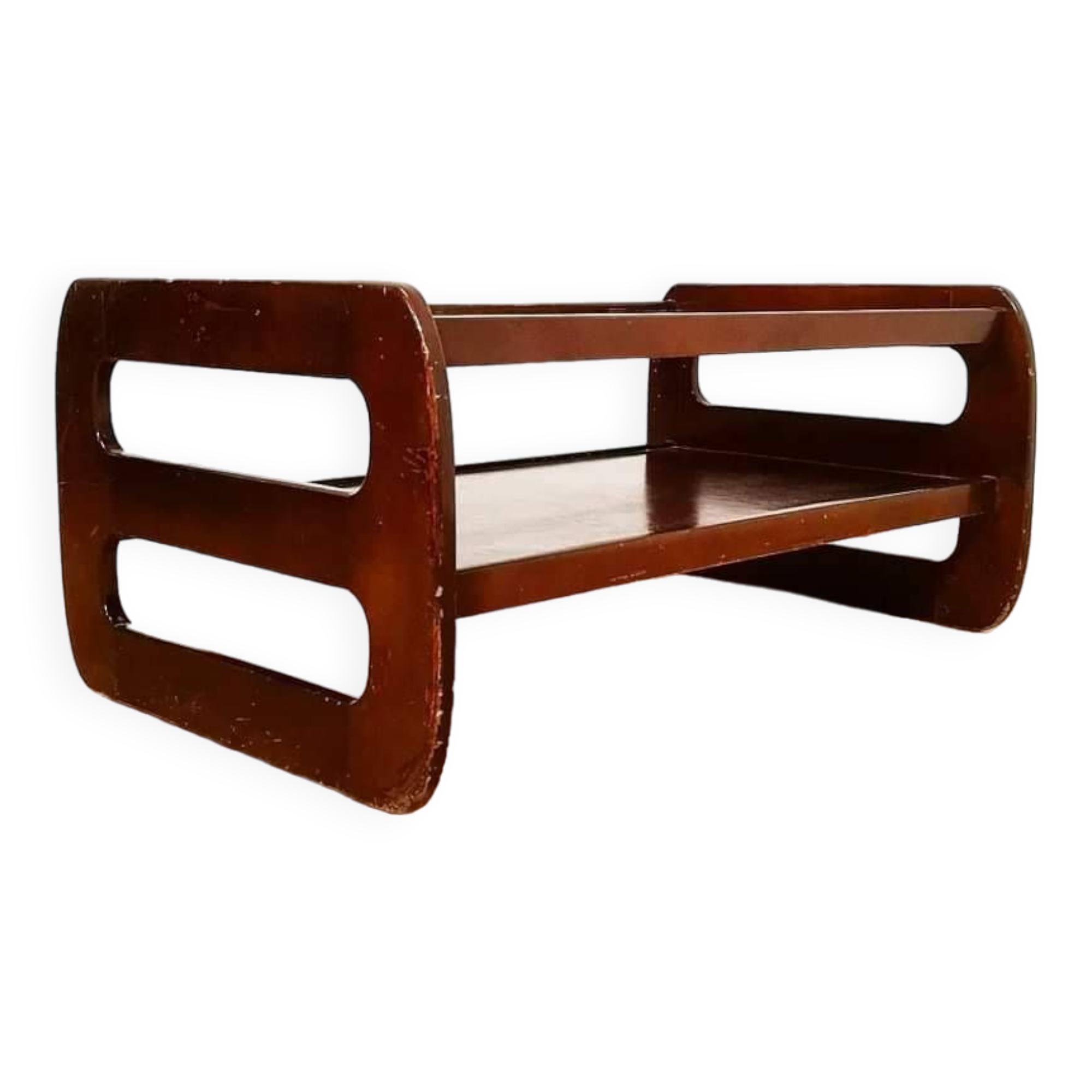 Coffee table in wood and smoked glass