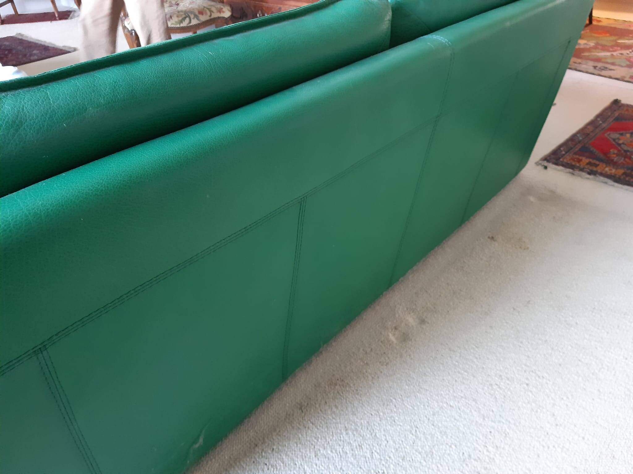 Sofa set and a green leather armchair - 1990s style - Duvivier brand