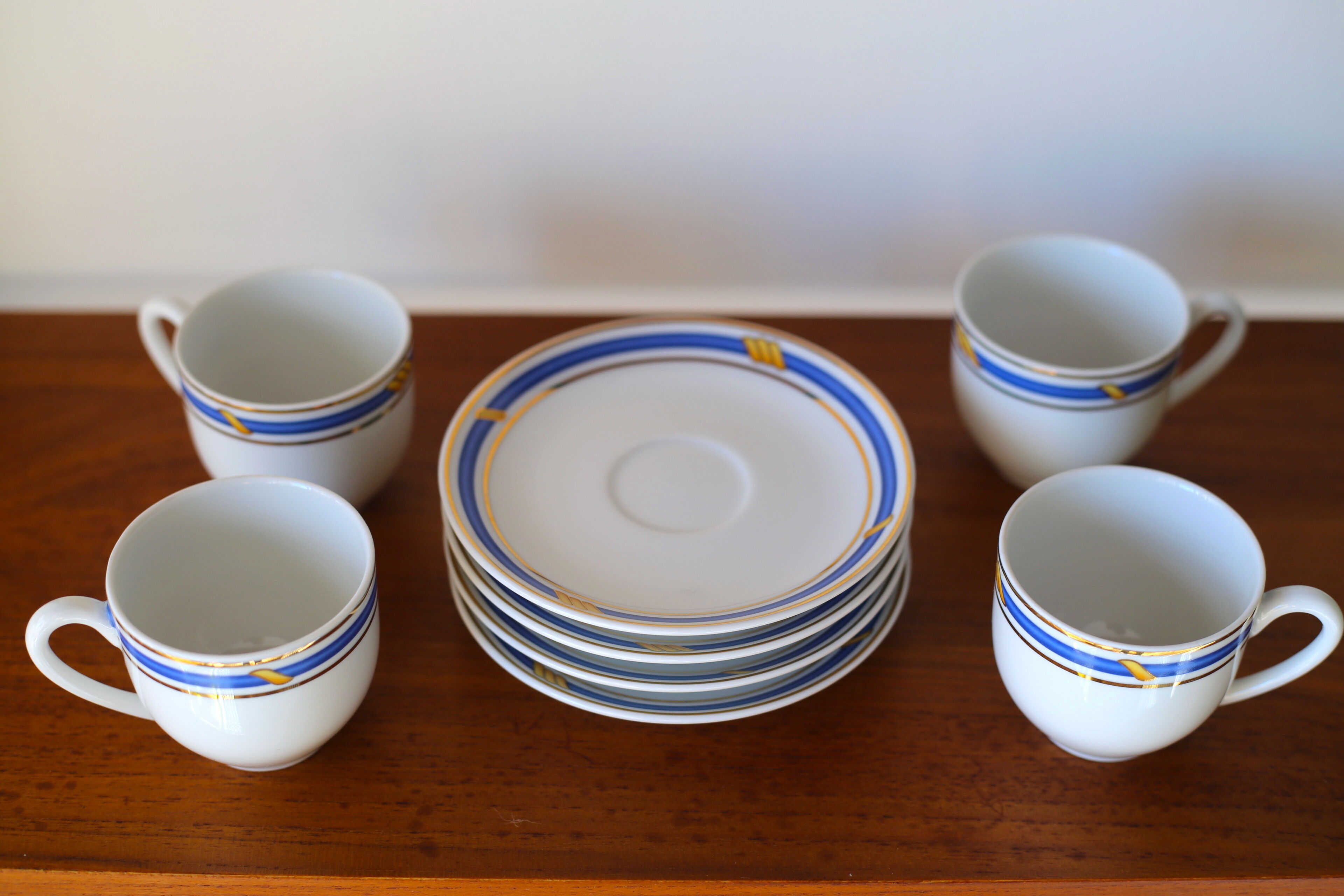 Coffee cups made of fine vintage porcelain blue and gold