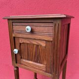 White marble and pitch pine bedside table