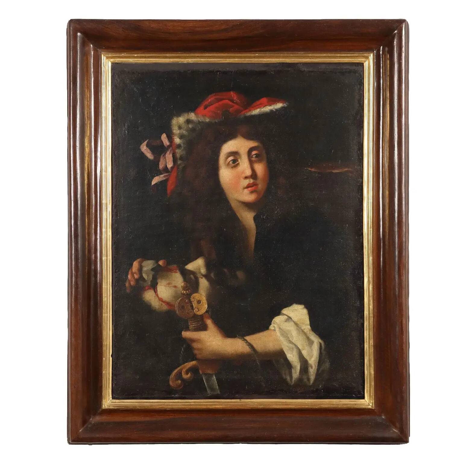 Ancient painting with a religious subject, oil on canvas, 18th century.
