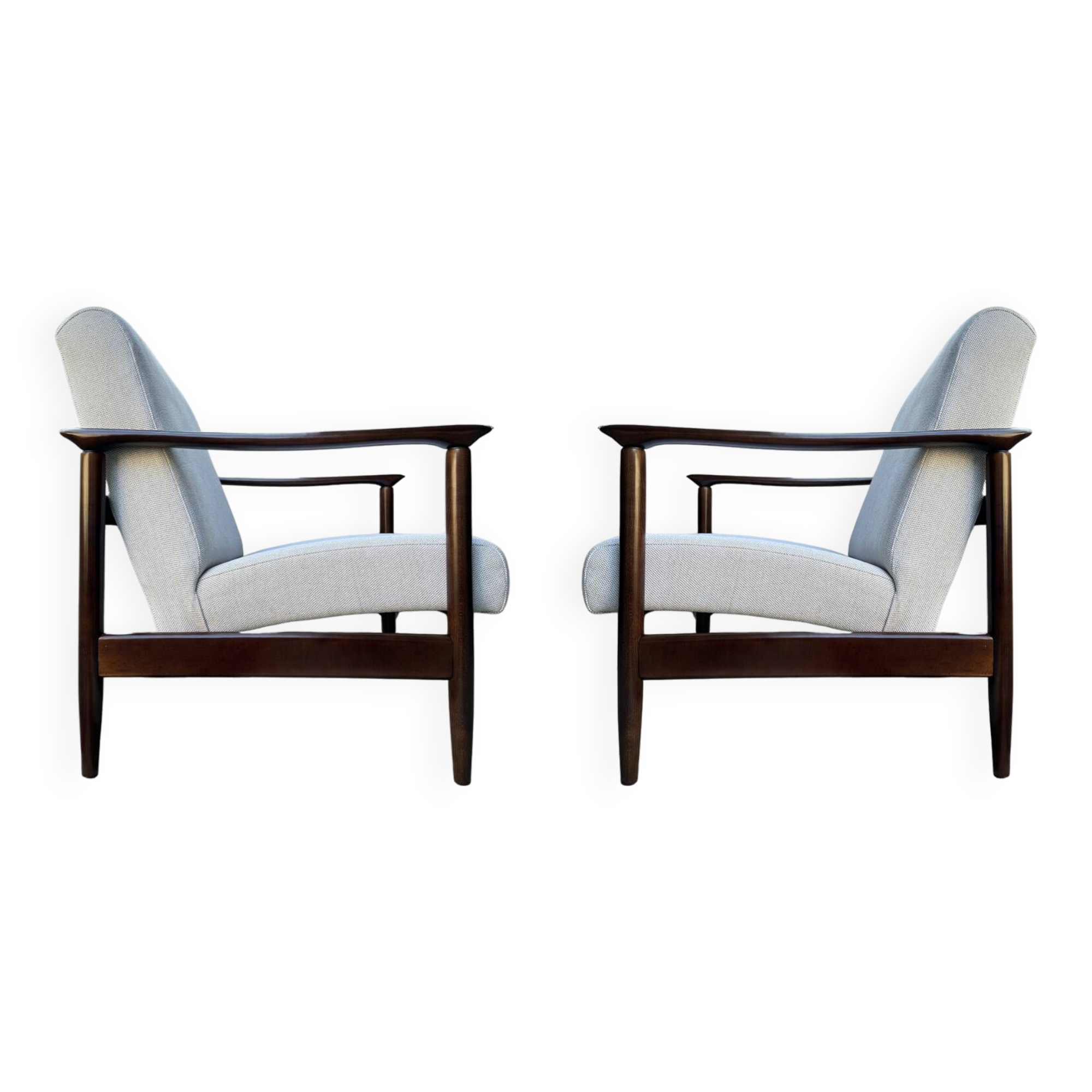 Mid Century Armchairs in Beige Linen, by Edmund Homa, 1960s, Set of Two