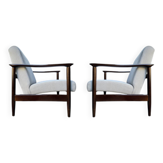 Mid Century Armchairs in Beige Linen, by Edmund Homa, 1960s, Set of Two