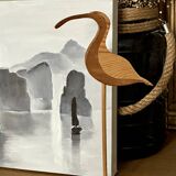 Wooden wading bird on a base