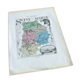 France Seine et Marne Ancient Geographical Map drawn up by A. Vuillemin ...
