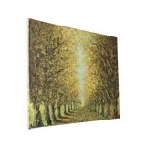 Large Vintage Painting on Canvas Perspective Trees Signed