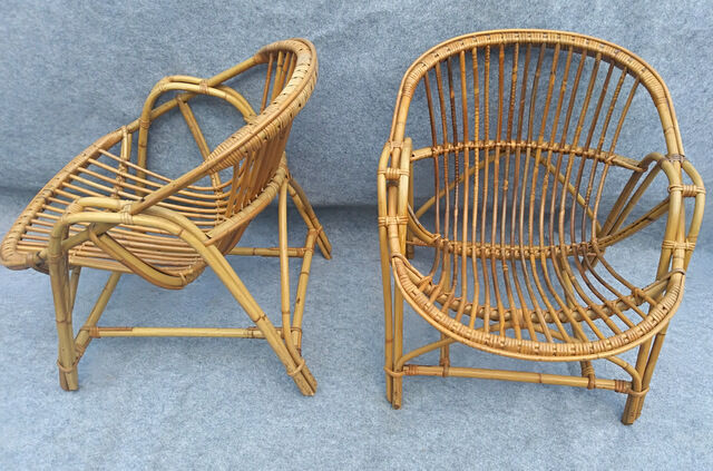 Pair of 1960 rattan armchairs