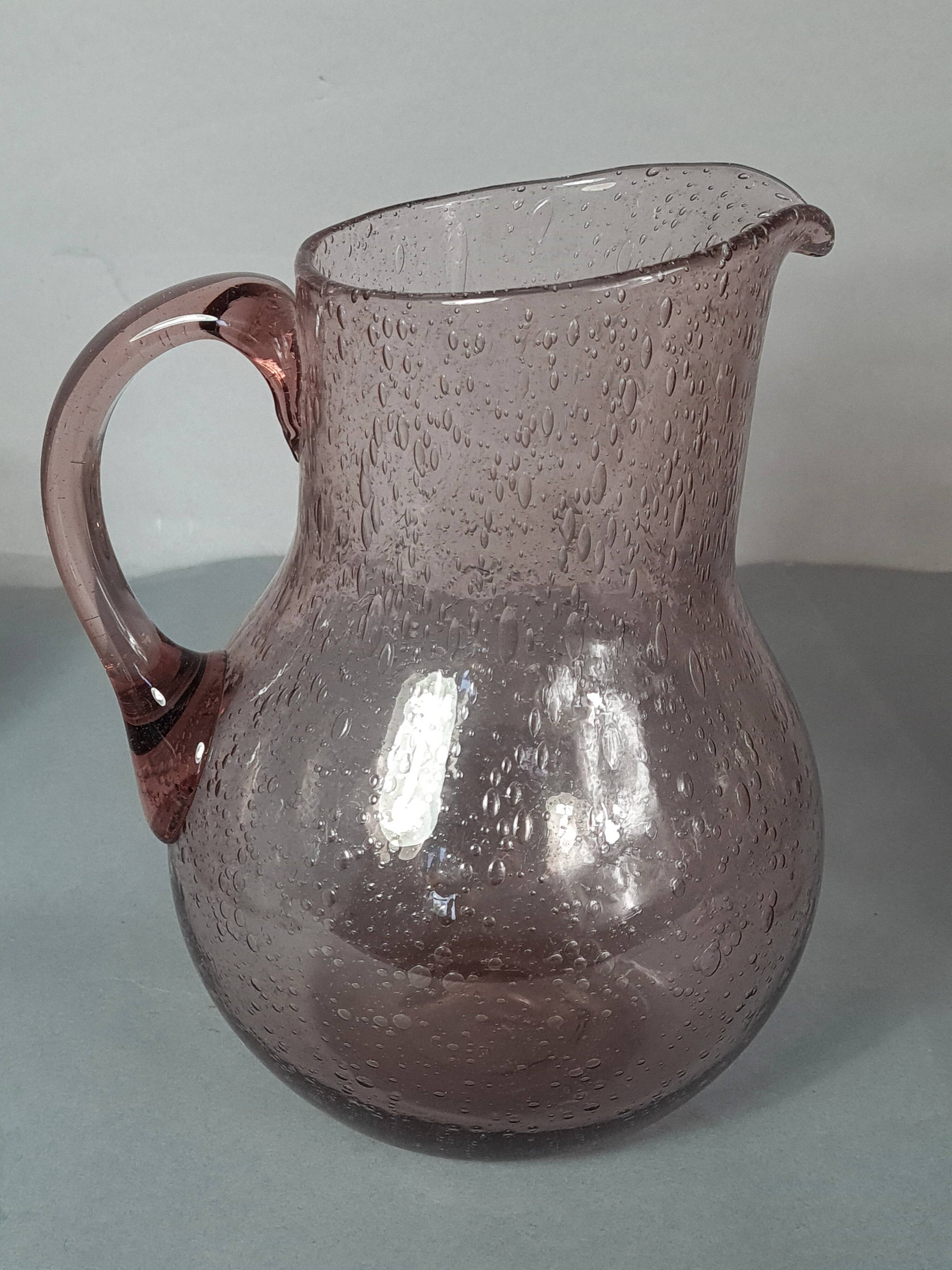 Biot pichet verre soufflé bullé modèle Ventru 22 cm couleur améthyste SD208