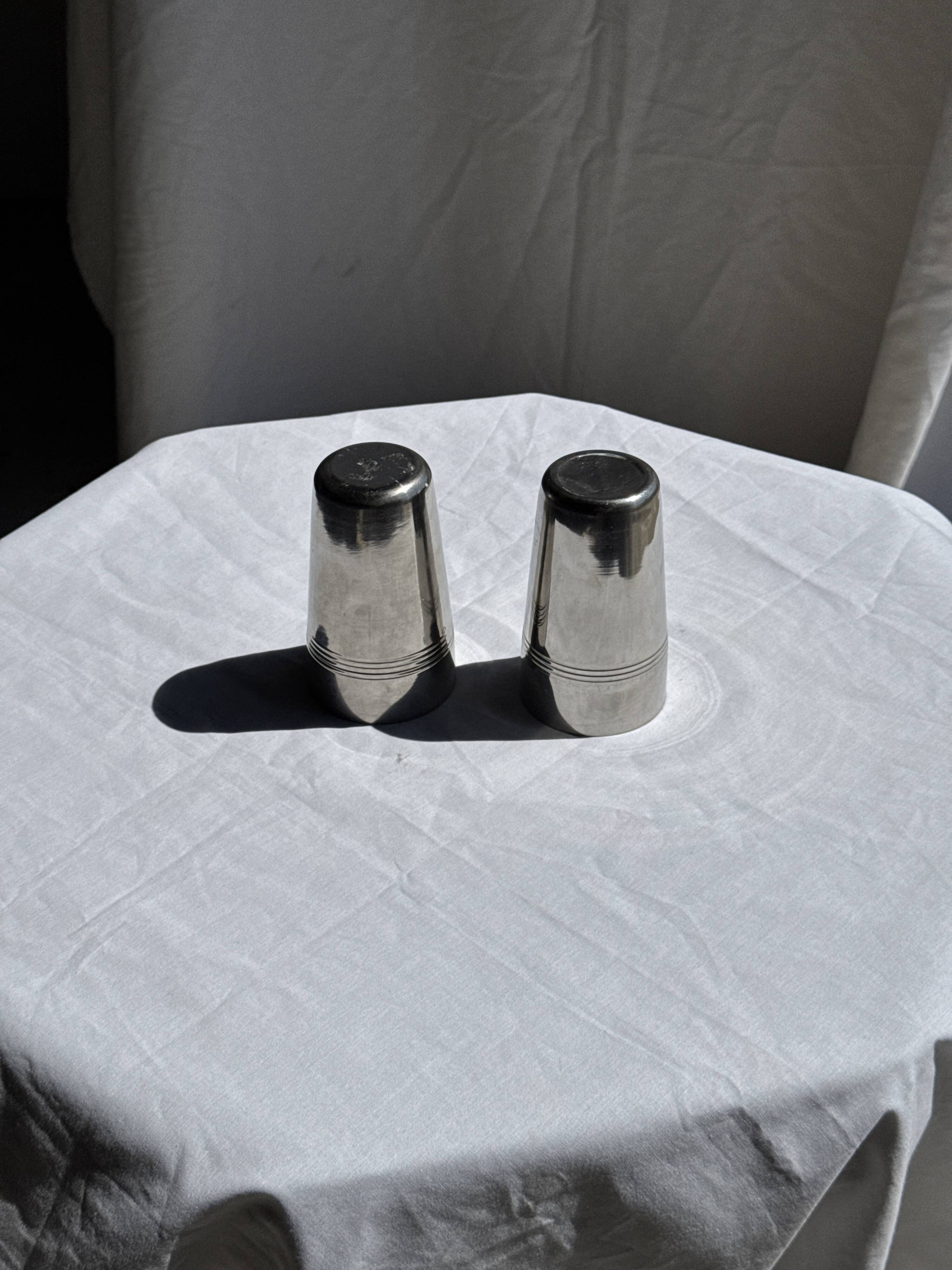 Set of 2 vintage stainless steel cups H12 D7