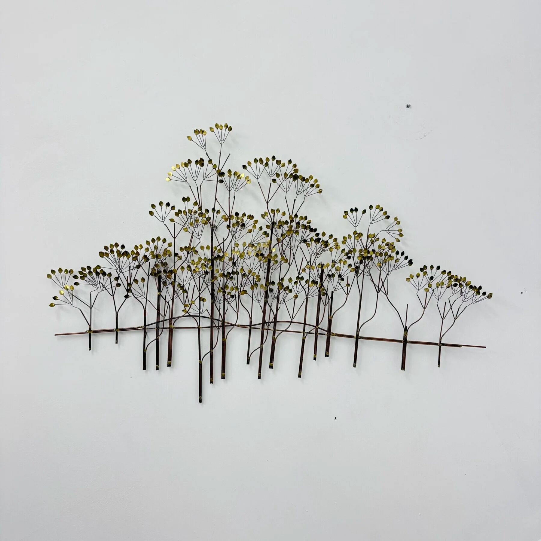 Curtis Jere large midcentury hanging wall forest sculpture "The Elms", 1973