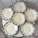 Lot de 6 assiettes plates Terre de Fer Moulins des Loups & Hamage vertes et bleues fin XIXème