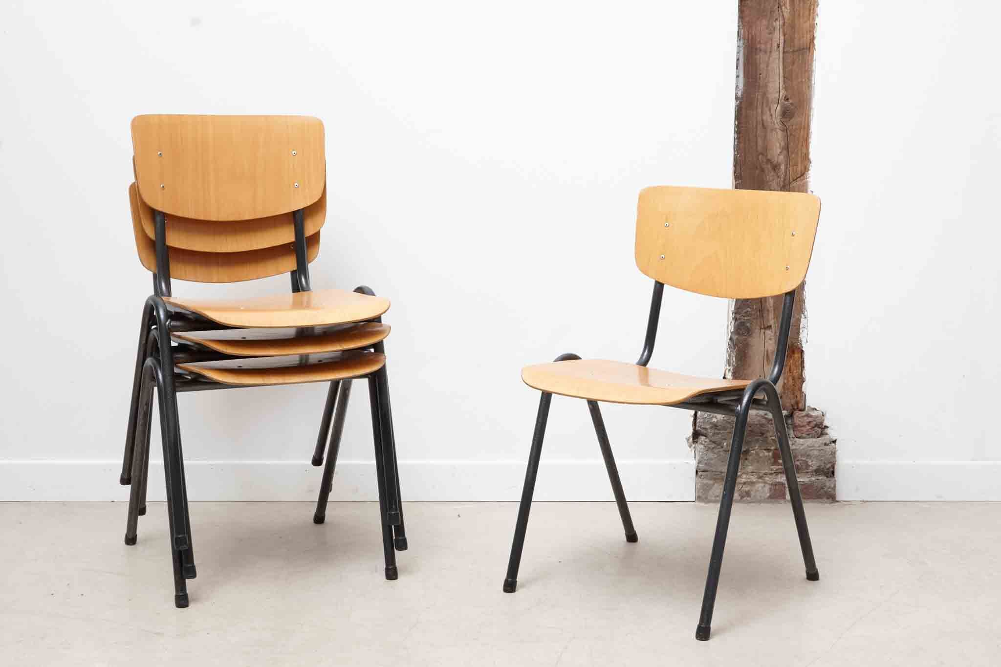 Vintage stackable chair eromes F4 beech anthracite