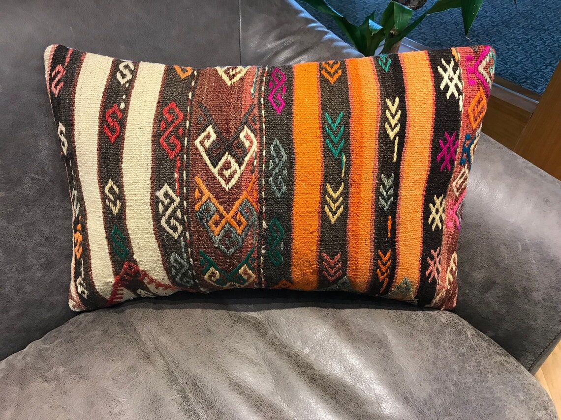 Vintage Orange Lumbar Cushion Cover 40x60cm