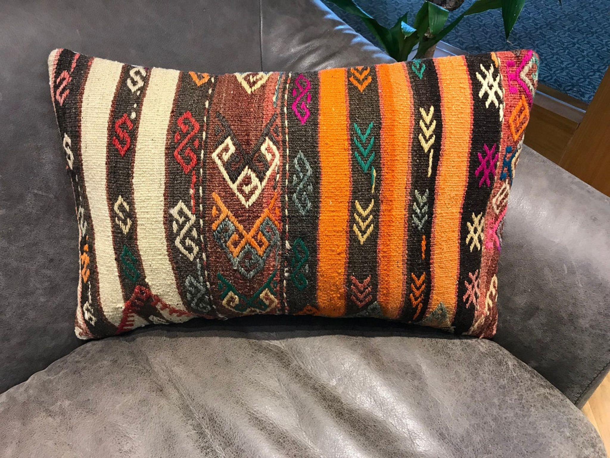 Vintage Orange Lumbar Cushion Cover 40x60cm