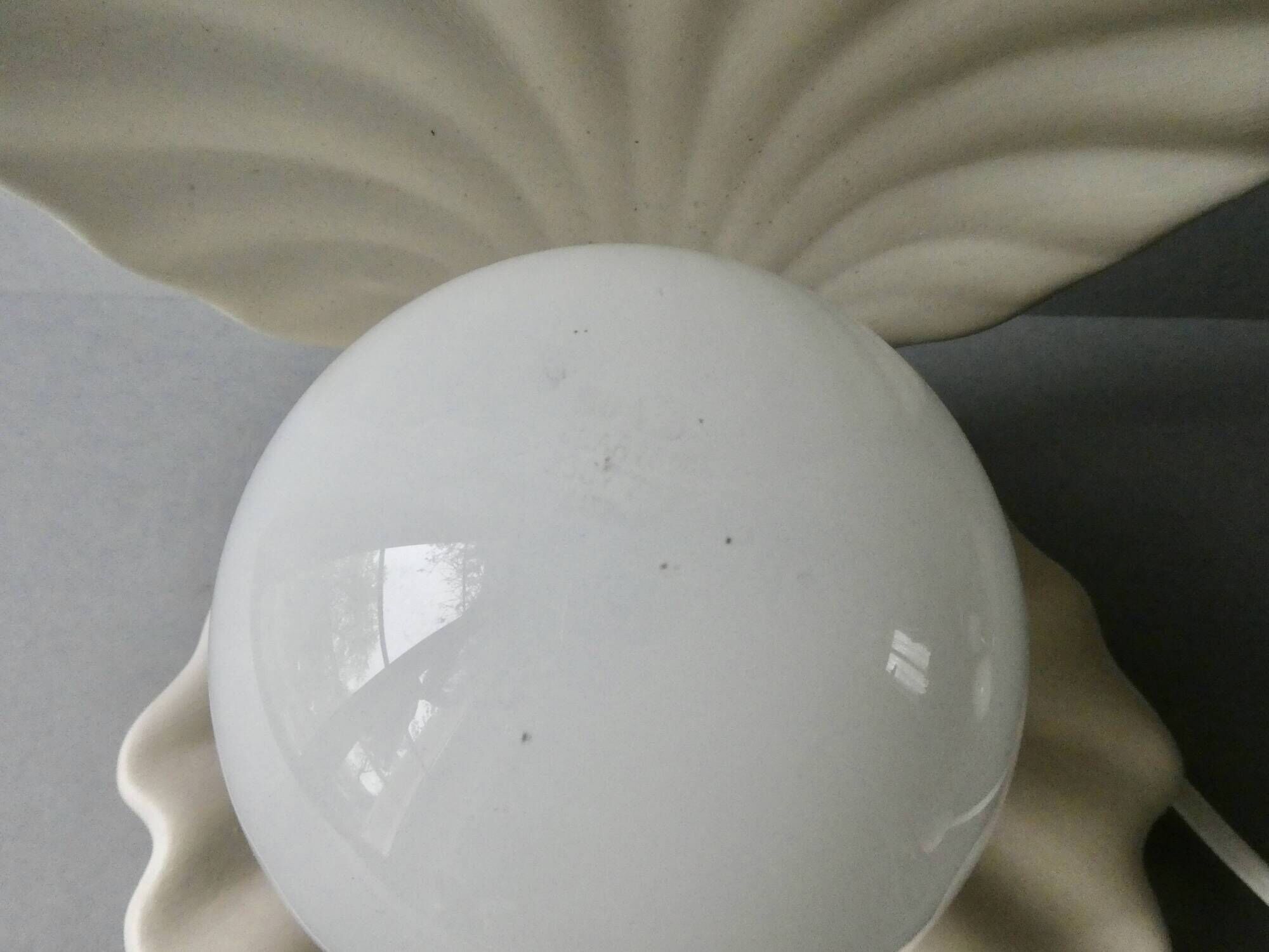 Ceramic and opaline shell lamp, 70s-80s