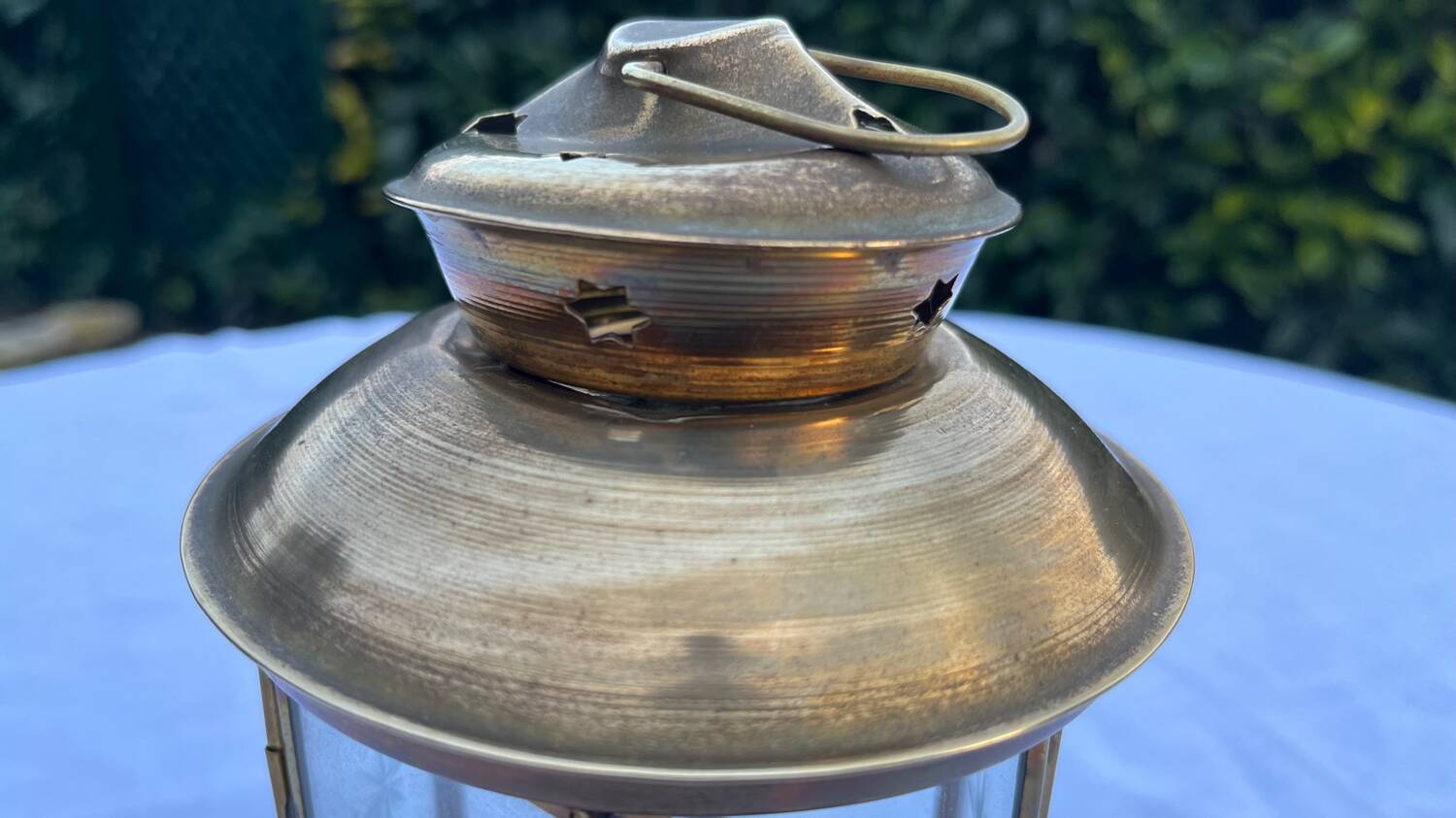 Vintage brass candle holder lantern