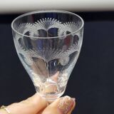 5 Old Port or Aperitif Glasses in Engraved Crystal with St Louis Palm Tree Decor?