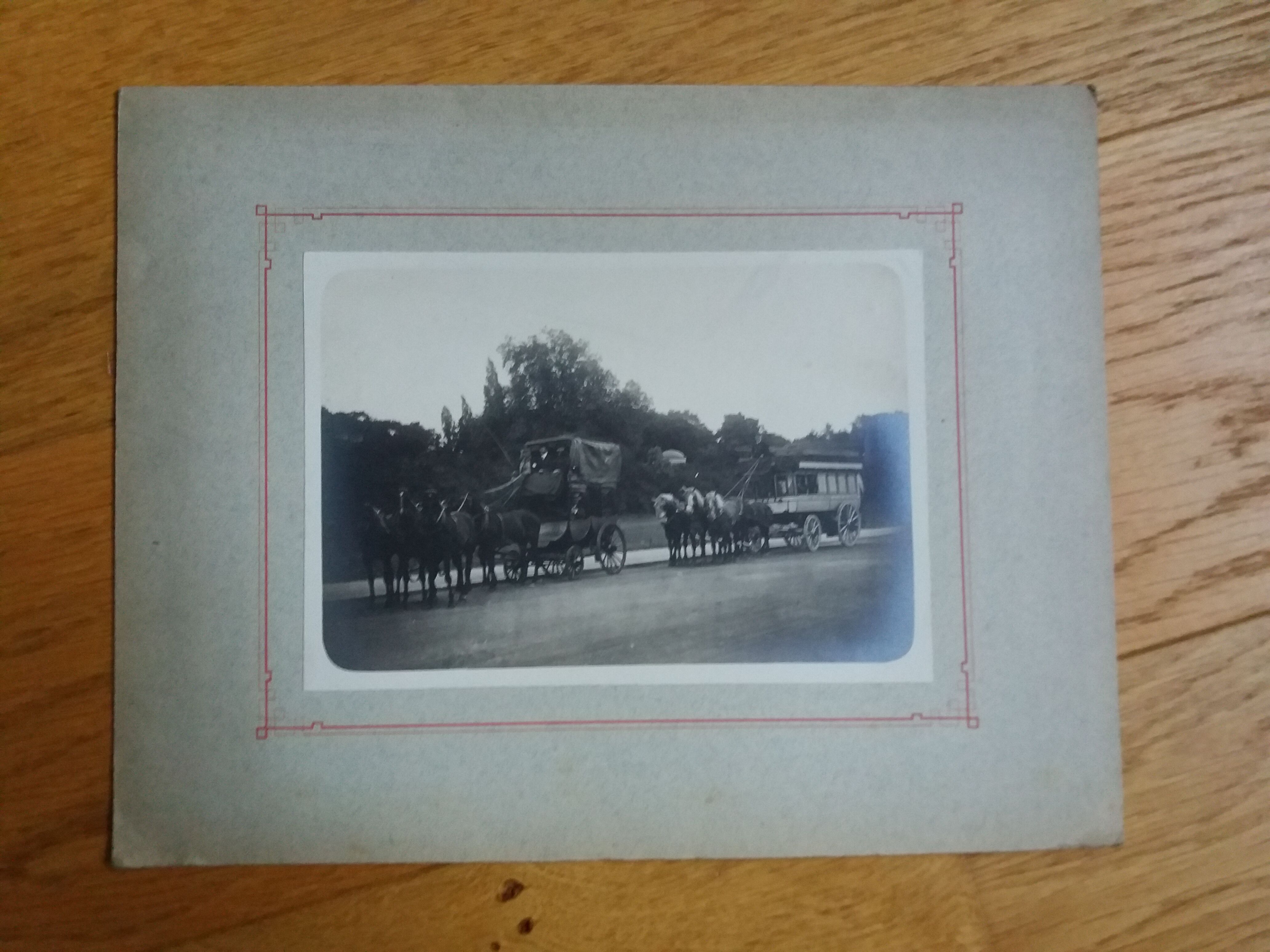 Old photograph 1900 stagecoach omnibus and horses Western Railway Company