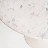 Vintage table with tulip base in white marble and Grosfillex base. France, 1960s