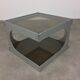 Side table space age aluminum smoked glass, end of sofa 1970