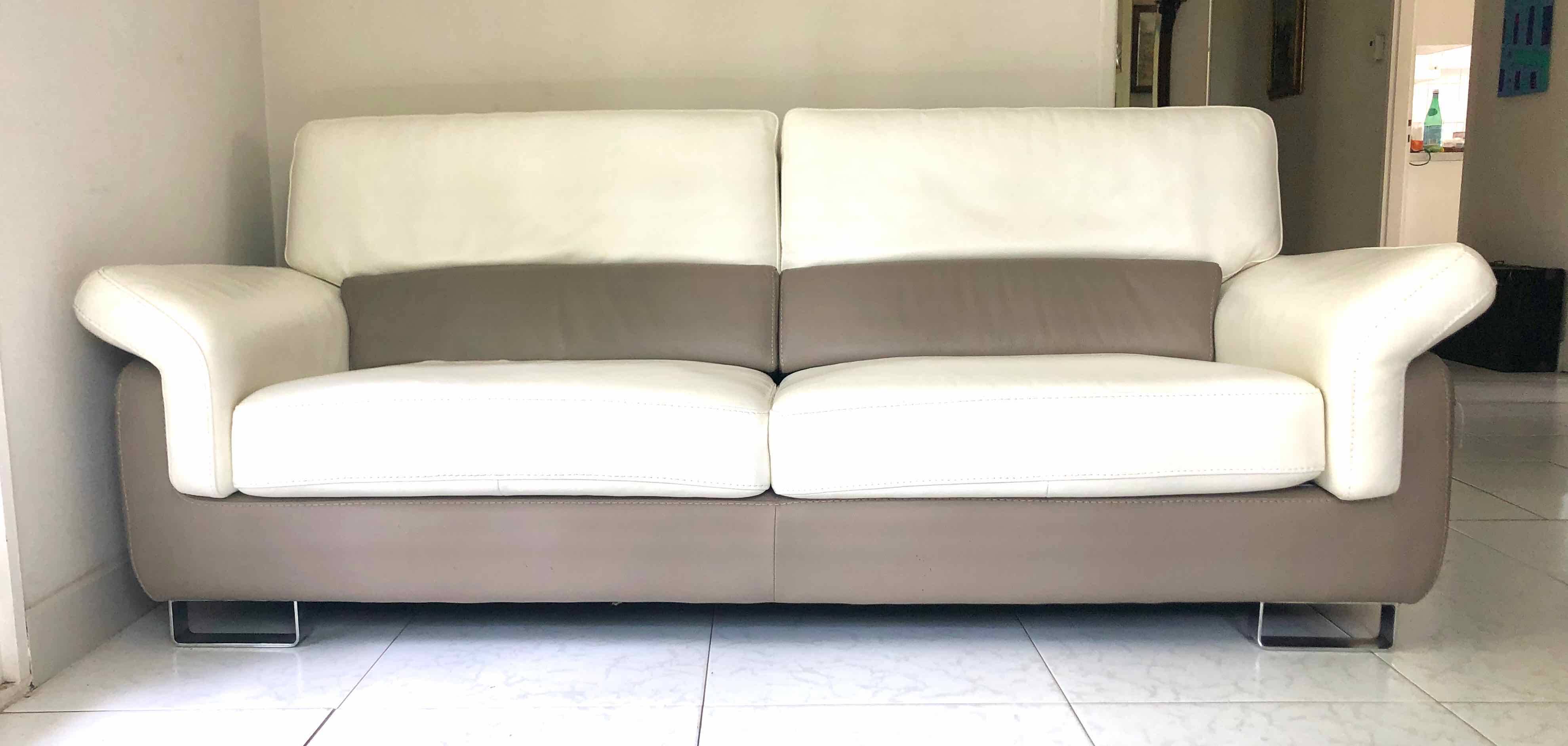 Leather 3-seater sofa