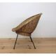 Rattan and wicker basket armchair, 50s-60s