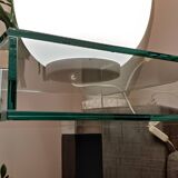 Very beautiful Marais International design pedestal table in 10mm clear glass
