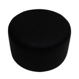 Contemporary LA Design Wood Upholstered In Black Braided Lambskin Circular Pouf