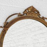 Miroir Médaillon Rond en Laiton, 1950s