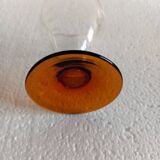 Service set of 8 antique glasses with port faceted or cooked wine Blown glass Amber foot 50s