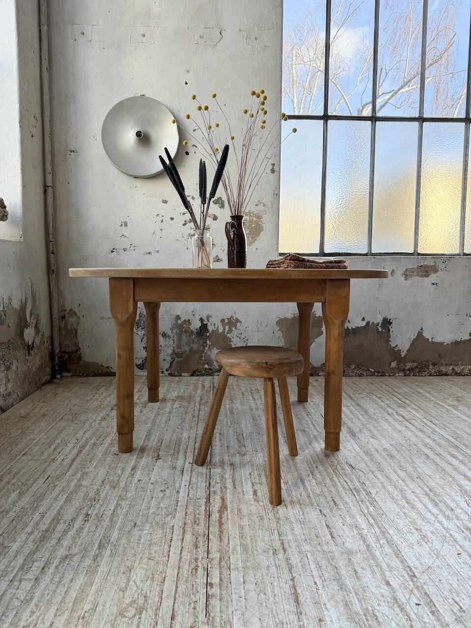 Oval farmhouse table oak 1960