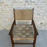 Fauteuil en bois et corde vers 1950