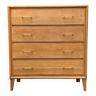 Chest of drawers with compass legs and solid raw oak 1960