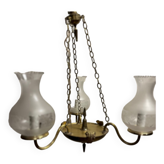 Chandelier with 3 arms in brass 1950/60