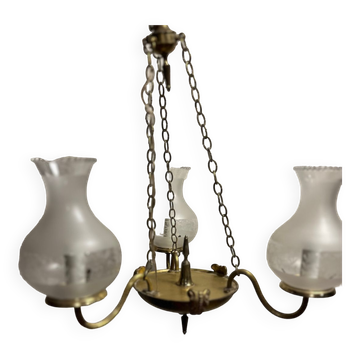 Lustre à 3 bras en laiton 1950/60