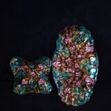 Two vintage enamelled copper tidies